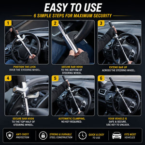 SOGO Heavy-Duty Universal Anti-Theft Steering Wheel Lock for Cars and SUVs