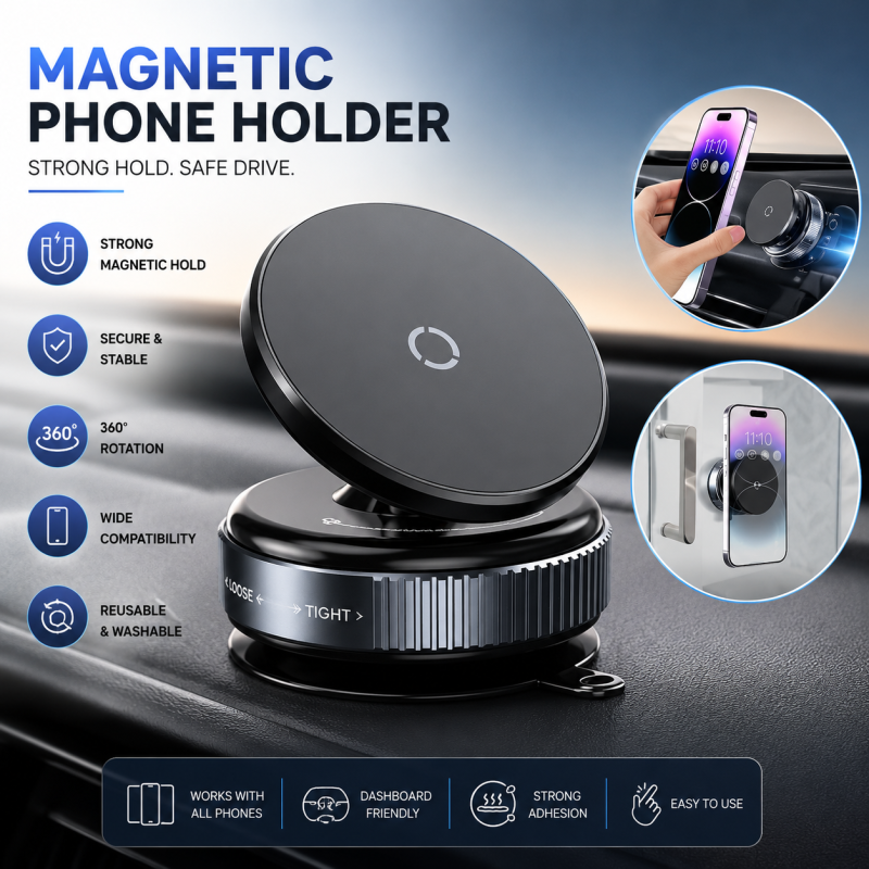 AUTIFIX K009 Vacuum Magnetic Car Phone Holder – Ultra-Stable Universal Mount