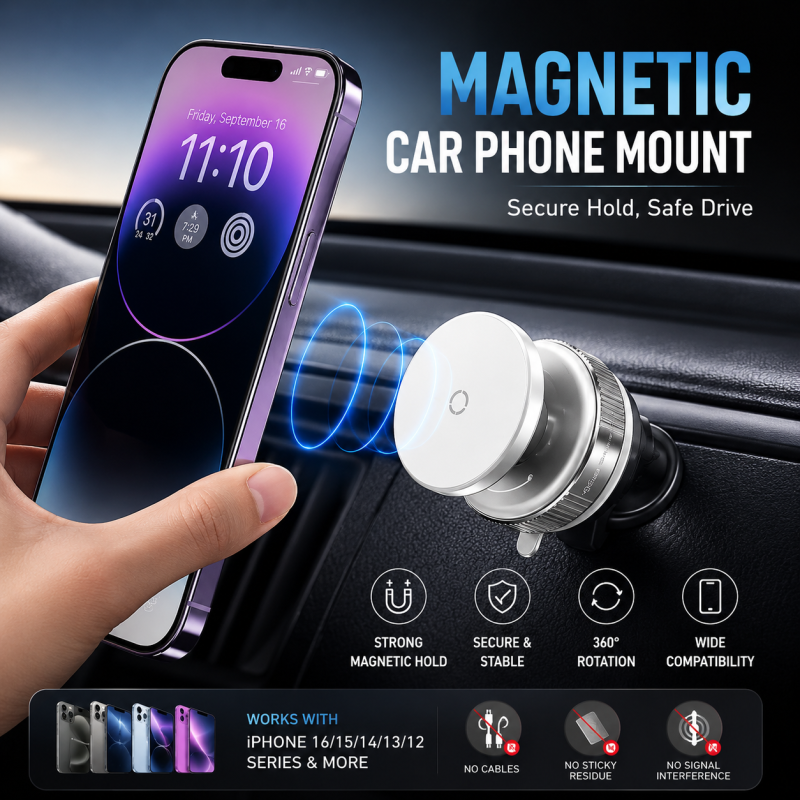 AUTIFIX K009 Vacuum Magnetic Car Phone Holder – Ultra-Stable Universal Mount