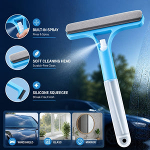 3-in-1 Wiper with Spray – Multifunction Wiper for Car, Bathroom & Kitchen (Spray + Sponge + Squeegee)