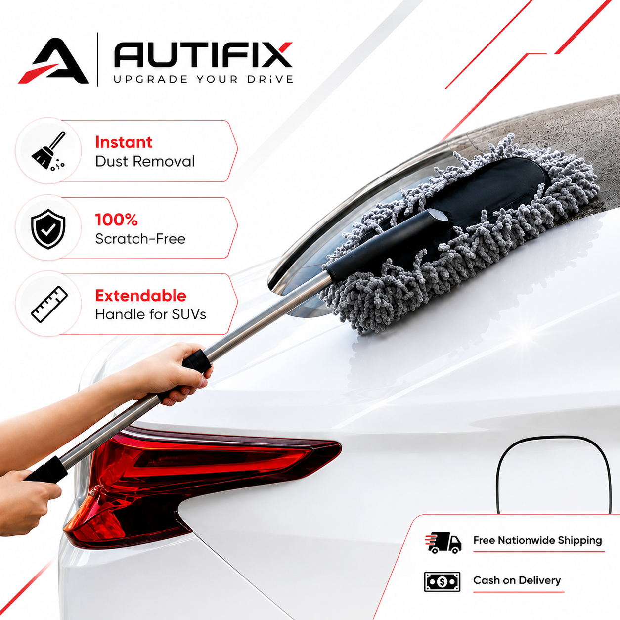 AUTIFIX MaxGrip Microfiber Car Duster – Extendable Cleaning Mop