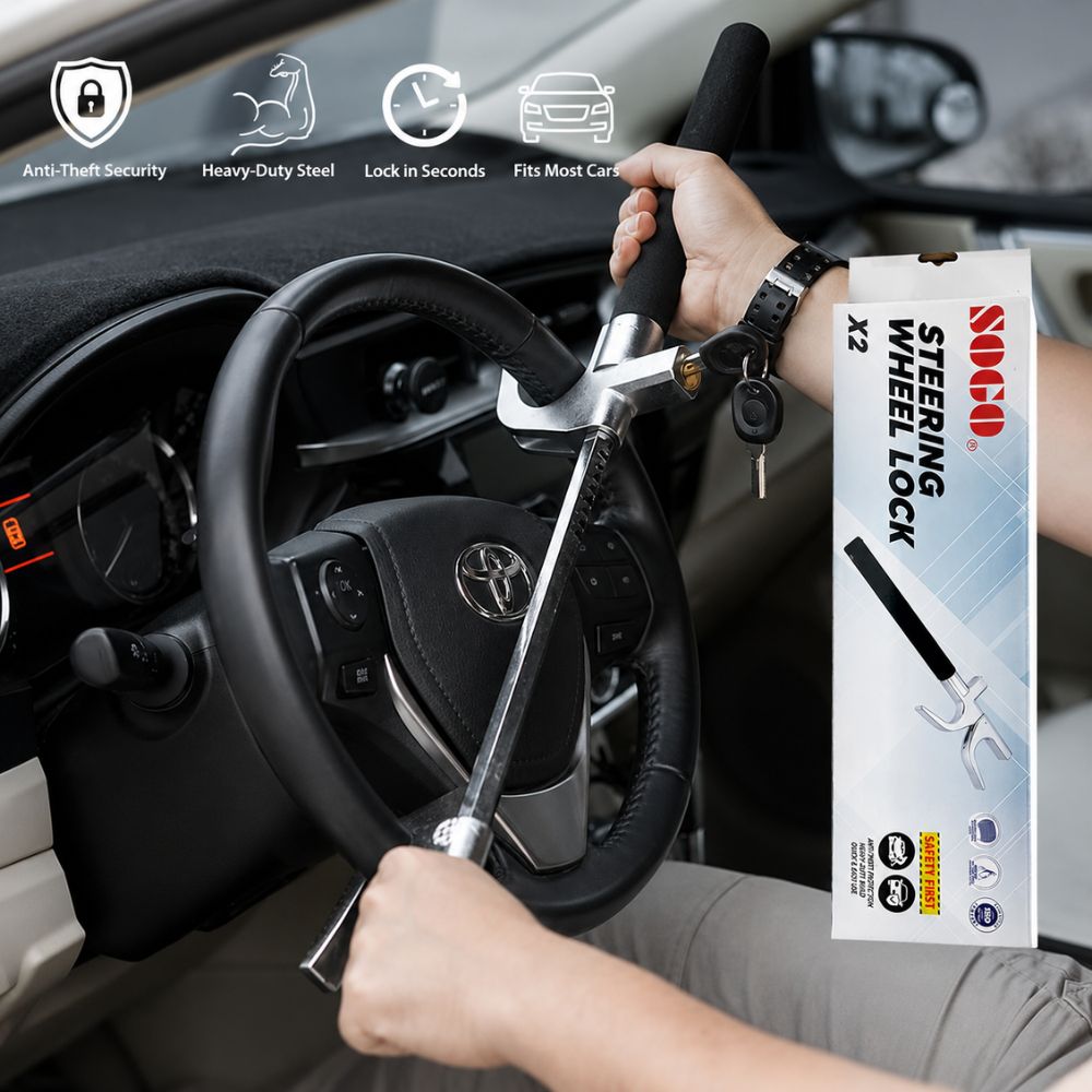 SOGO Heavy-Duty Universal Anti-Theft Steering Wheel Lock for Cars and SUVs
