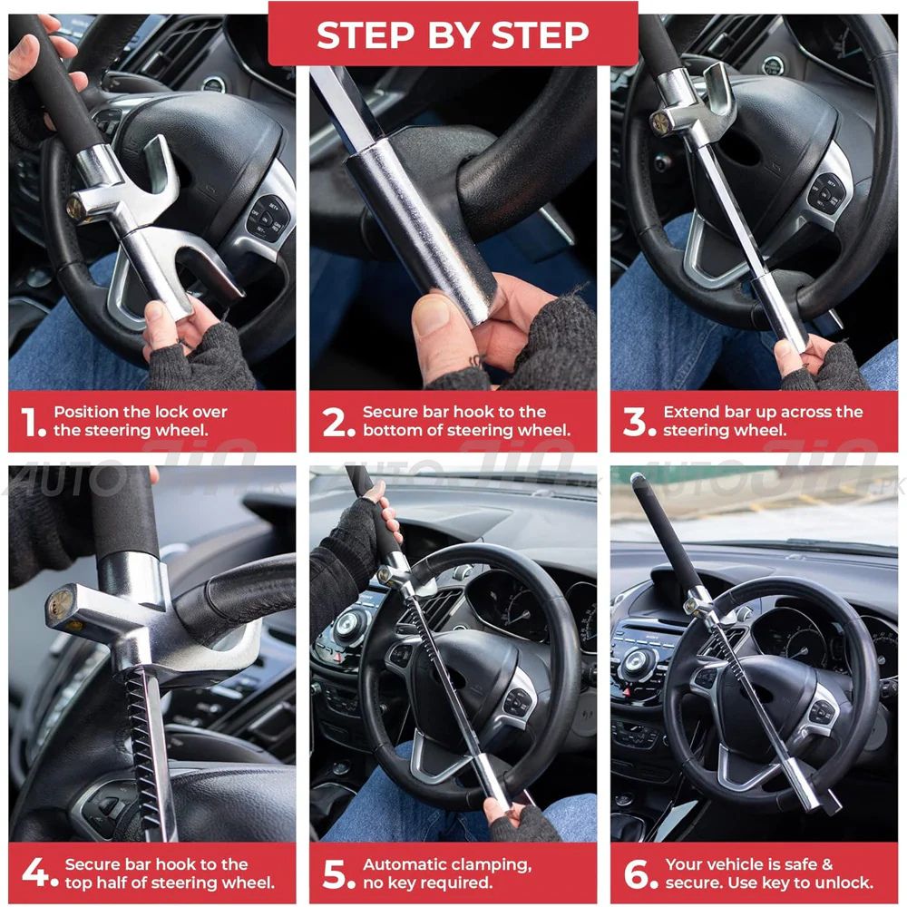 SOGO Heavy-Duty Universal Anti-Theft Steering Wheel Lock for Cars and SUVs