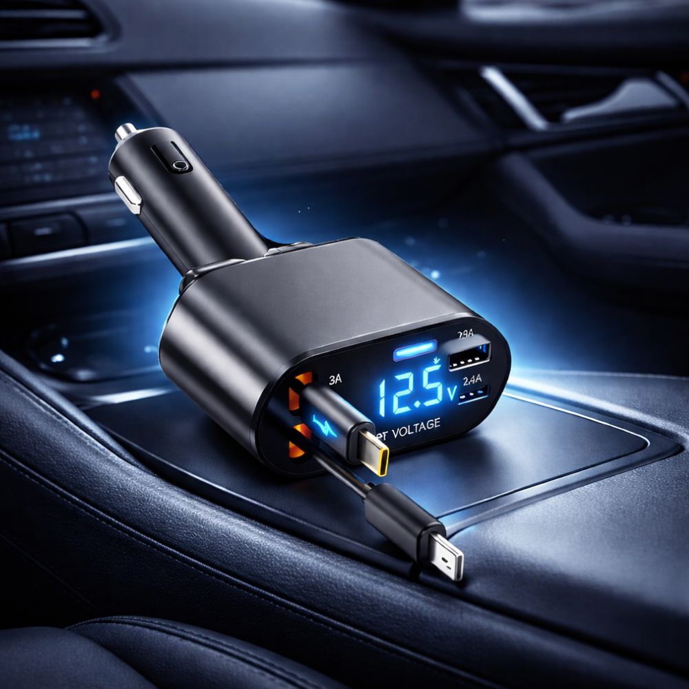 CarBro 4 - in - 1 Retractable Car Charger | Fast Charging Multi Cable Car Adapter (All Variants) - CarBro