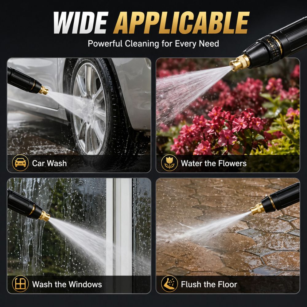 CarBro High Pressure Water Spray Nozzle Adjustable Aluminum Hose Sprayer